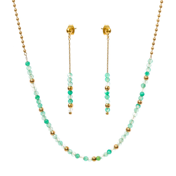 Exquisite 18K Gold Plated Stainless Steel Natural Stone Jewelry Sets