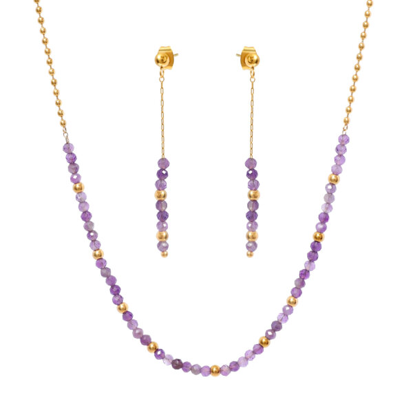Exquisite 18K Gold Plated Stainless Steel Natural Stone Jewelry Sets