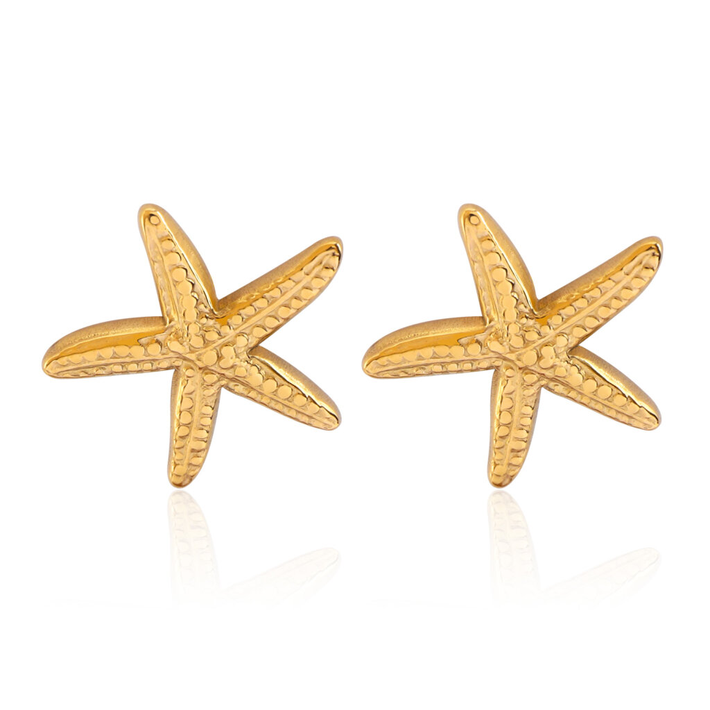 Ocean Inspired Elegance Gold Plated Starfish Stud Earrings
