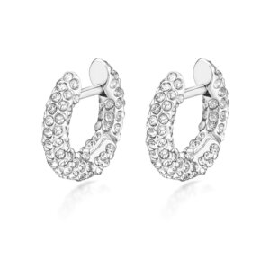 Sparkle Zirconia Huggie Earrings in Gold and Rhodium Plating