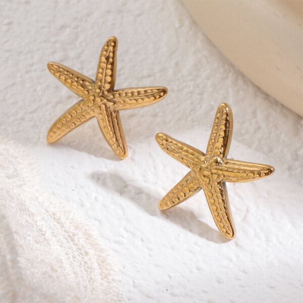 Ocean Inspired Elegance Gold Plated Starfish Stud Earrings