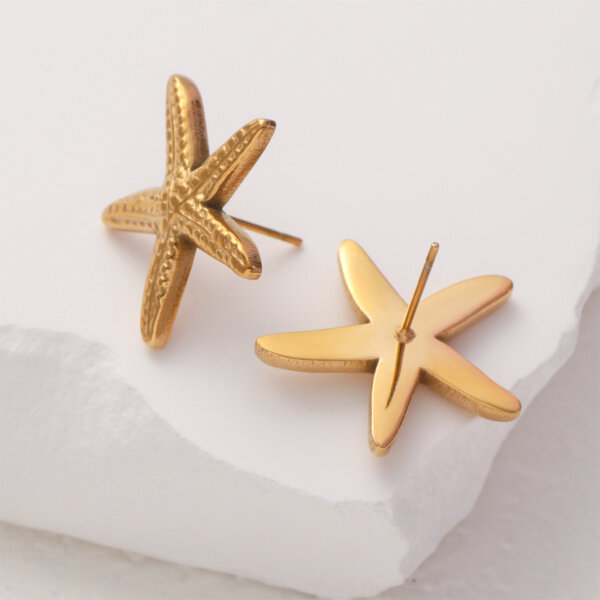 Ocean Inspired Elegance Gold Plated Starfish Stud Earrings