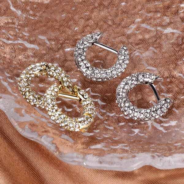 Sparkle Zirconia Huggie Earrings in Gold and Rhodium Plating