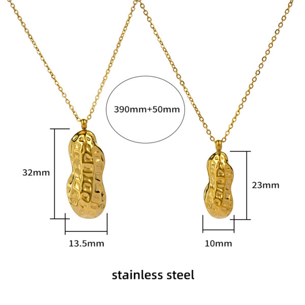 Statement 18K Gold Plated Stainless Steel Peanut Pendant Necklace