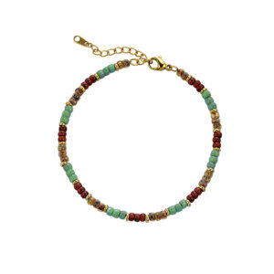 Colorful Boho Czech Seed Bead Bracelet with 18K Gold Plated Accents