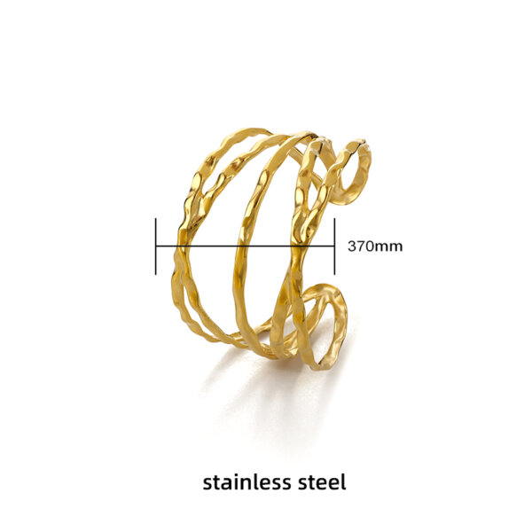 Modern Molten Cuff Bracelet in Stainless Steel Open Bangle Style