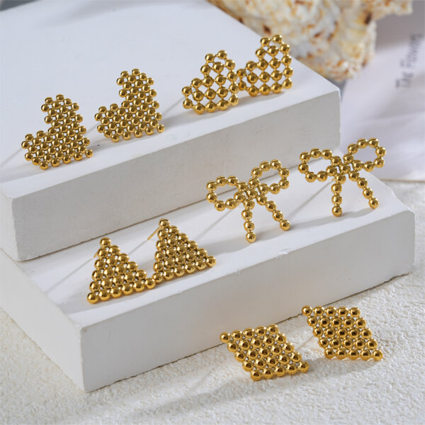 Modern Chic Gold Plated Stainless Steel Geometric Stud Earrings