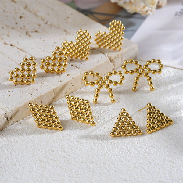 Modern Chic Gold Plated Stainless Steel Geometric Stud Earrings