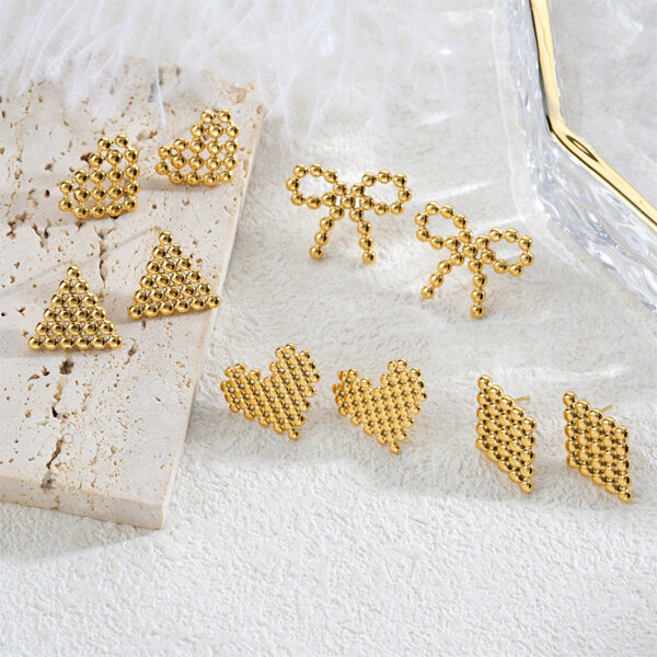 Modern Chic Gold Plated Stainless Steel Geometric Stud Earrings