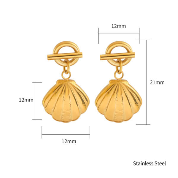 Elegant 18K Gold Plated Shell Earrings Beach Inspired Design