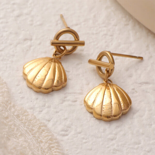 Elegant 18K Gold Plated Shell Earrings Beach Inspired Design