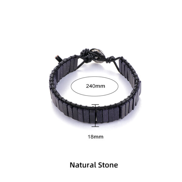 Natural Stone Braided Leather Bracelet with Stainless Steel Clasp