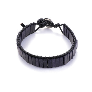 Natural Stone Braided Leather Bracelet with Stainless Steel Clasp