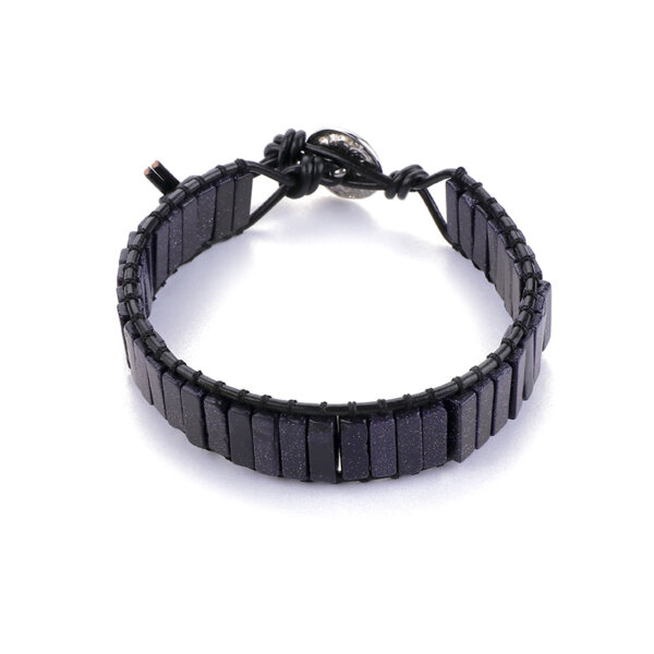 Natural Stone Braided Leather Bracelet with Stainless Steel Clasp