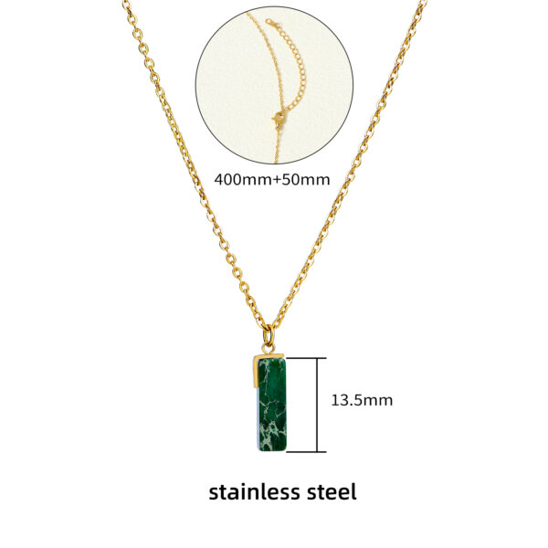 Natural Stone Bar Pendant Necklace in 18K Gold Plated Stainless Steel
