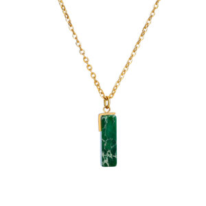 Natural Stone Bar Pendant Necklace in 18K Gold Plated Stainless Steel