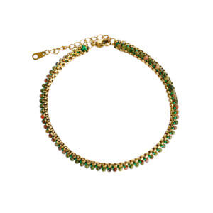 18K Gold Plated Stainless Steel Natural Stone Box Chain Bracelets