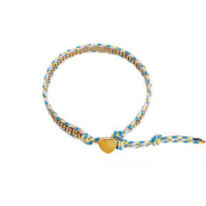 Colorful Woven Friendship Bracelets with Box Chain and Heart Charm