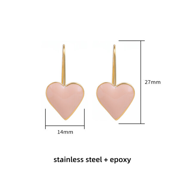 Enamel Heart Drop Earrings in 18K Gold Plated Stainless Steel