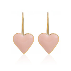 Enamel Heart Drop Earrings in 18K Gold Plated Stainless Steel