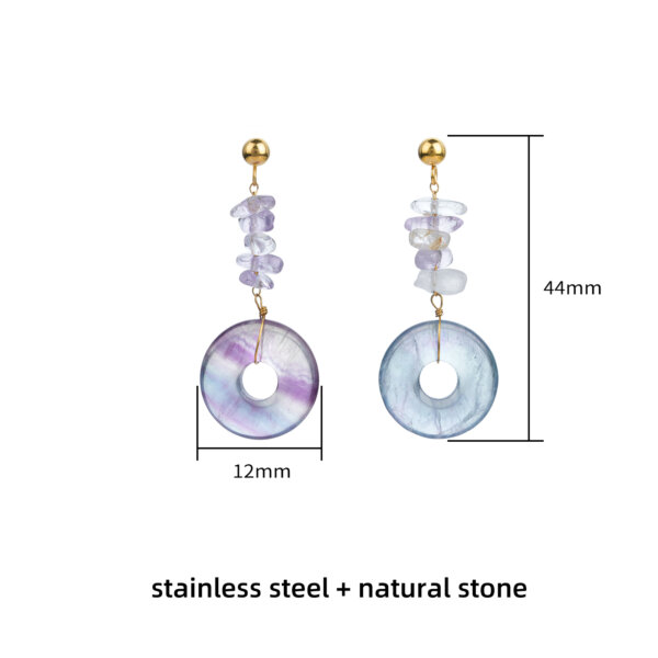 18K Gold Plated Stainless Steel Natural Stone Drop Earrings