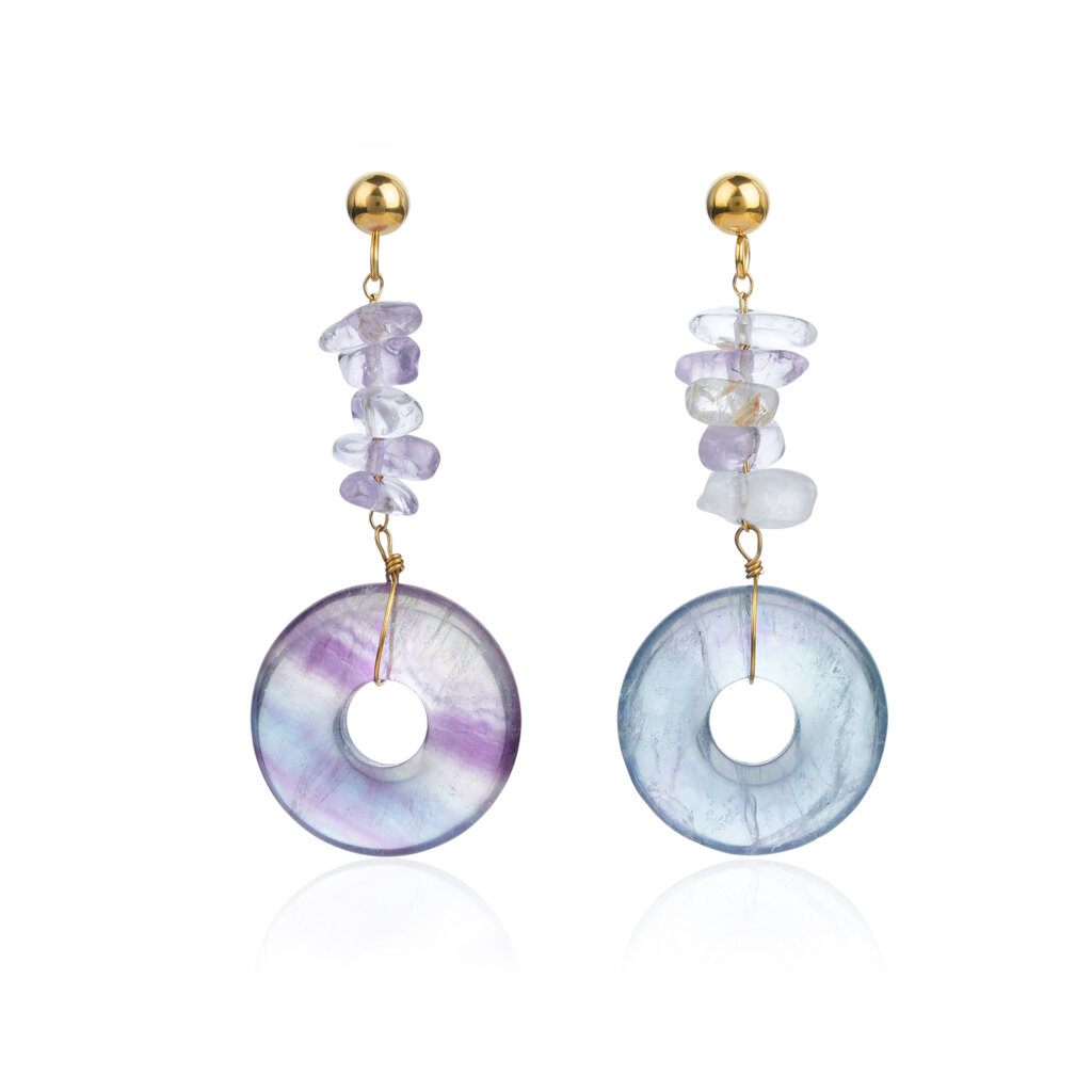 18K Gold Plated Stainless Steel Natural Stone Drop Earrings