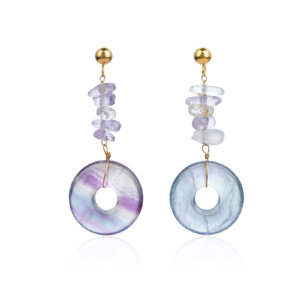 18K Gold Plated Stainless Steel Natural Stone Drop Earrings