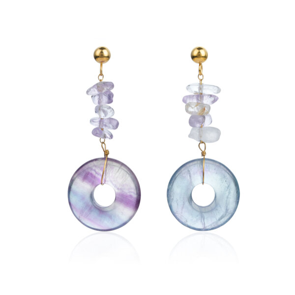 18K Gold Plated Stainless Steel Natural Stone Drop Earrings