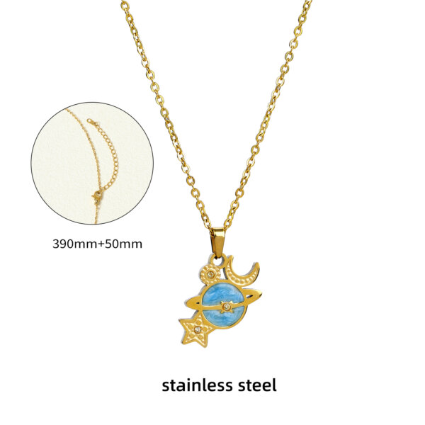 18K Gold Plated Stainless Steel Dreamy Planet Pendant Necklace