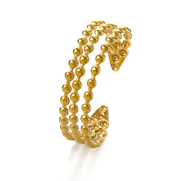 Triple Row Stainless Steel Cuff Bracelet in Gold or Silver Color