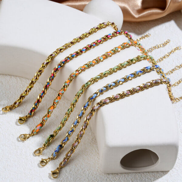 Boho Chic Colorful Handmade Braided 18K Gold Plated Bracelets