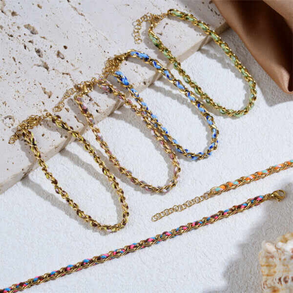 Boho Chic Colorful Handmade Braided 18K Gold Plated Bracelets