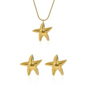 18K Gold Plated Starfish Jewelry Set for Summer Beach Style