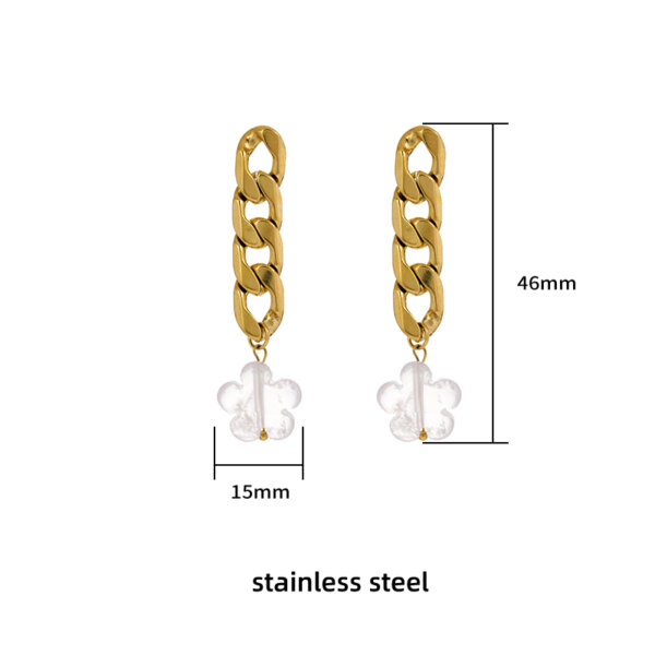 Natural Stone Dangle Earrings with Gold plated Stainless Steel Chains