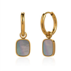 18K Gold Plated Stainless Steel Earrings with Natural Shell Inlays