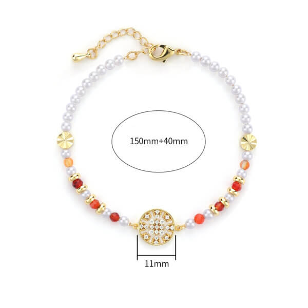 Elegant 18K Gold Plated Bracelet with Natural Stone and Zircon Charm