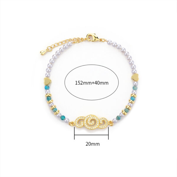 Auspicious Clouds Natural Stone Bracelet with 18K Gold Plated Copper