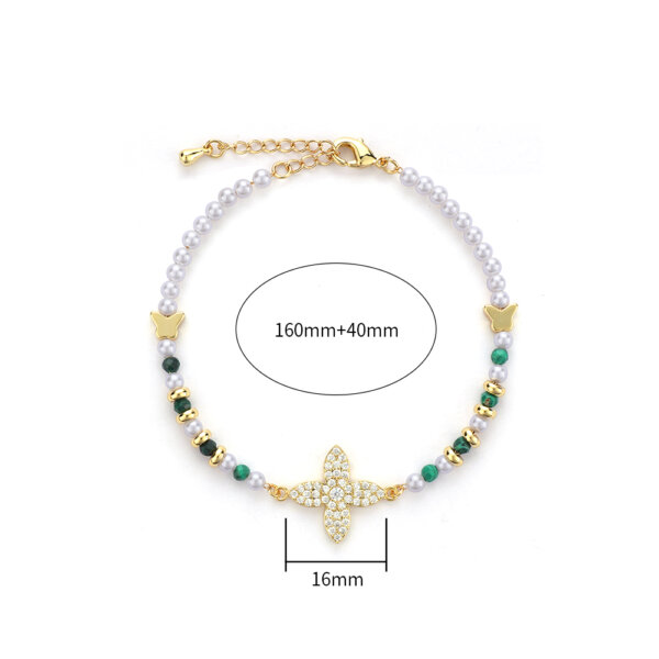Luxury 18K Gold Plated Copper Bracelet with Natural Stones & Pearls