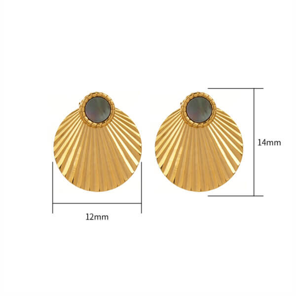 Sunbeam Elegance 18K Gold Natural Stone Shell Shaped Earrings