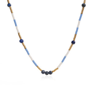 Handmade Natural Stone Bead Necklace With Miyuki Seed Beads