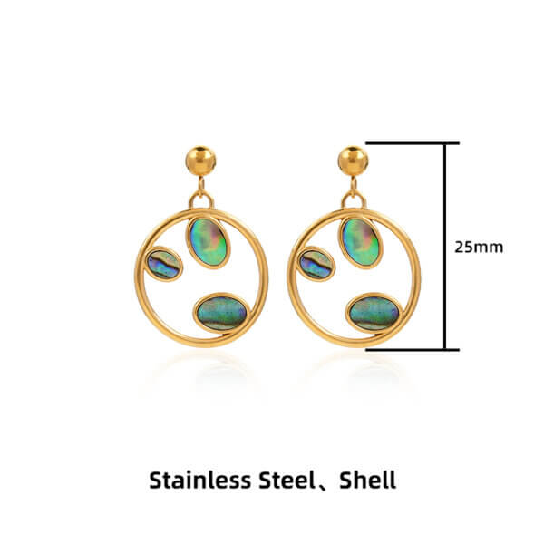 Elegant Gold Shell Earrings with Modern Geometric Frame