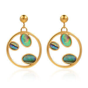 Elegant Gold Shell Earrings with Modern Geometric Frame