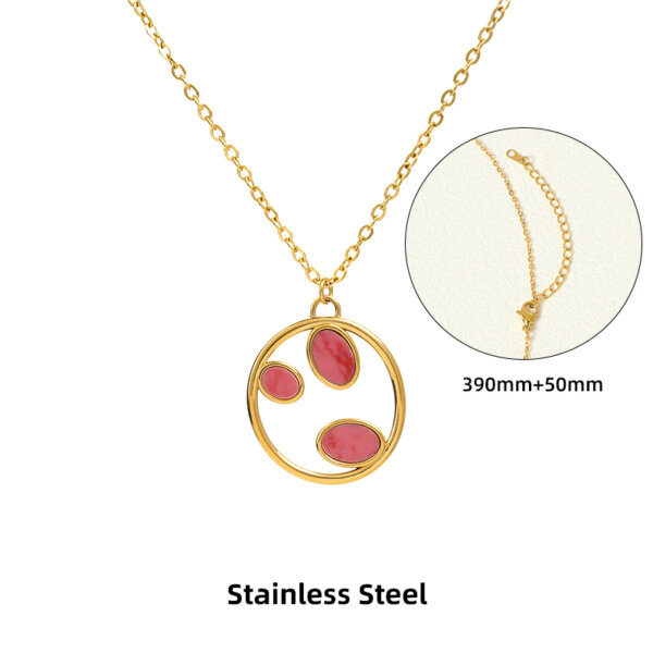 Natural Stone Three Leaf Pendant Meaningful Gold Necklace
