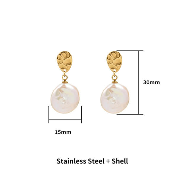 18K Gold Plated Stainless Steel Earrings with Baroque & Freshwater Pearls