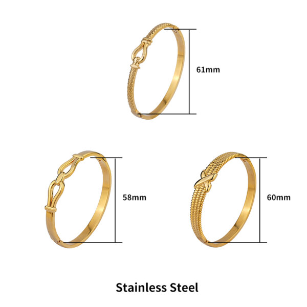 Elegant Stainless Steel Cuff Bangle Bracelet in Gold and Silver