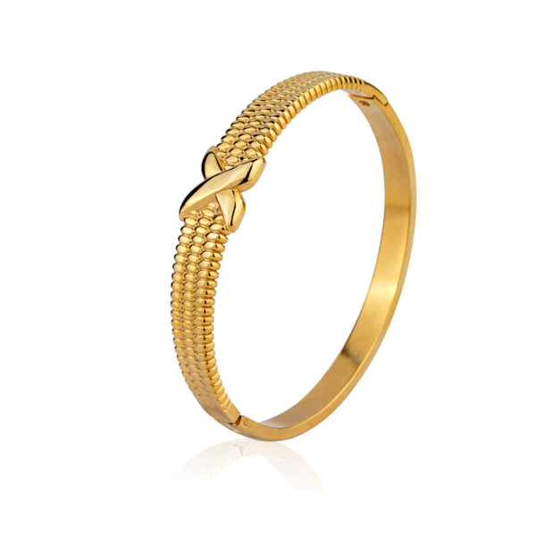 Elegant Stainless Steel Cuff Bangle Bracelet in Gold and Silver