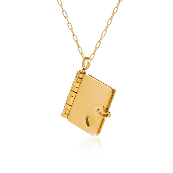 Stainless Steel Mini Book Locket Necklace with Hidden Pages