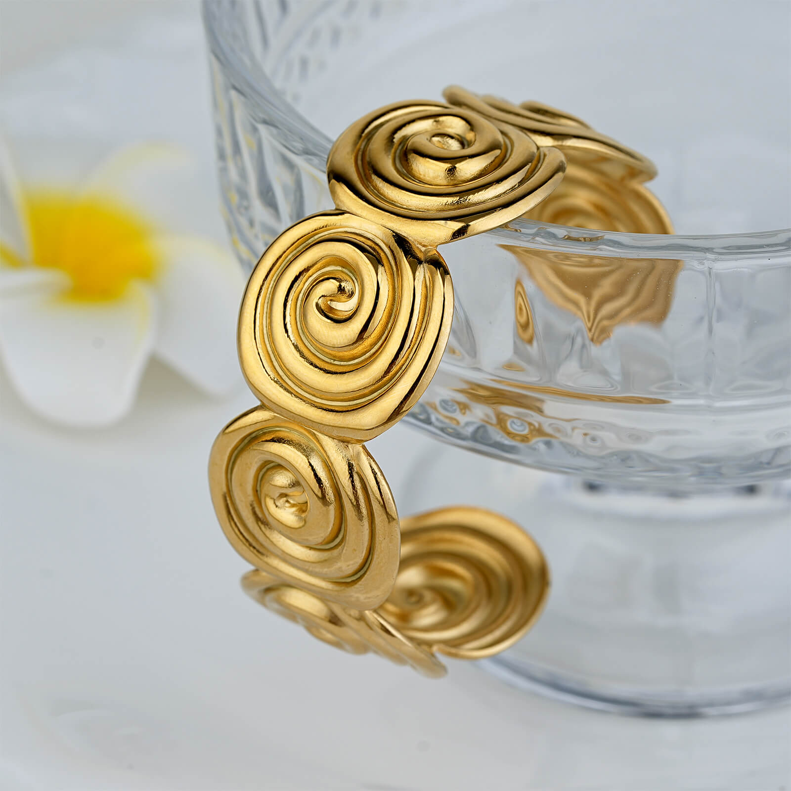 Ocean Inspired 18K Gold Plated Stainless Steel Seashell Cuff Bracelet ...