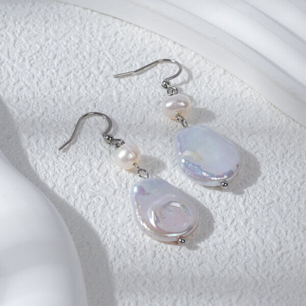 Stainless Steel Hook Freshwater Pearl & Baroque Pearl Earrings