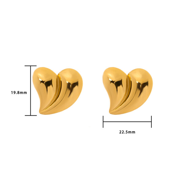 Justop Fashion Jewelry | Unique Heart Earrings Collection In Gold Plated Stainless Steel Studs